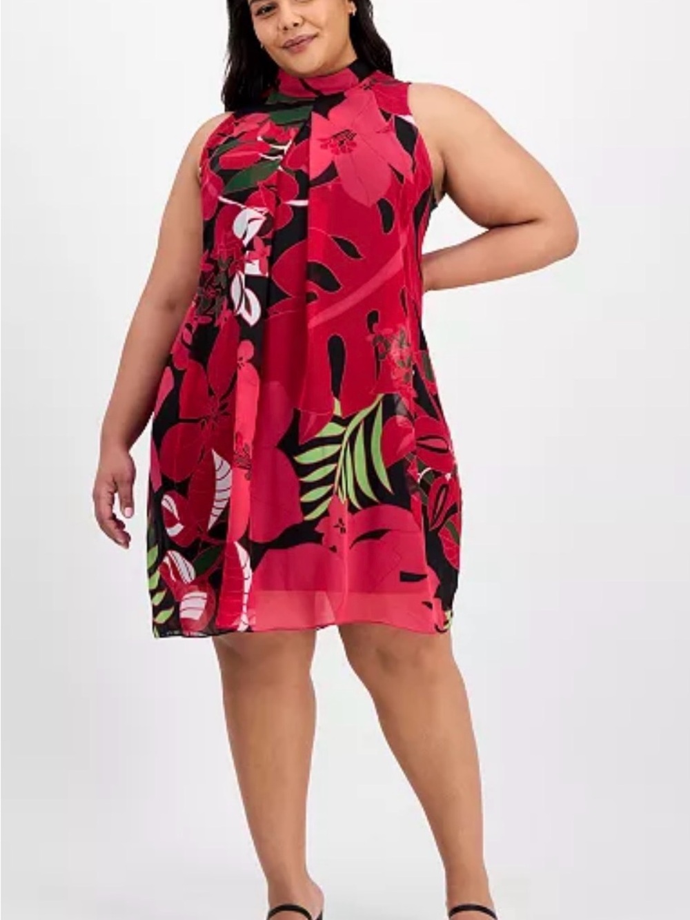 NWT Signature by Robbie Bee Floral Trapeze Dress Sz 24 W